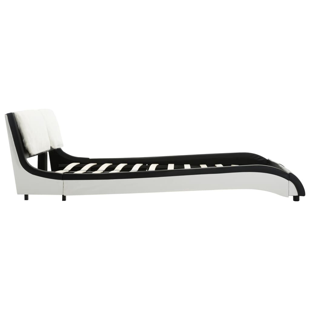 Bed Frame Black and White Faux Leather 106x203 cm King Single