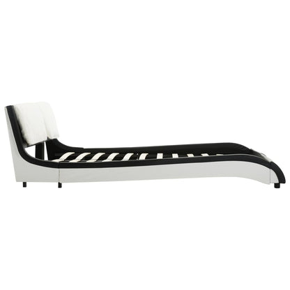 Bed Frame Black and White Faux Leather 106x203 cm King Single