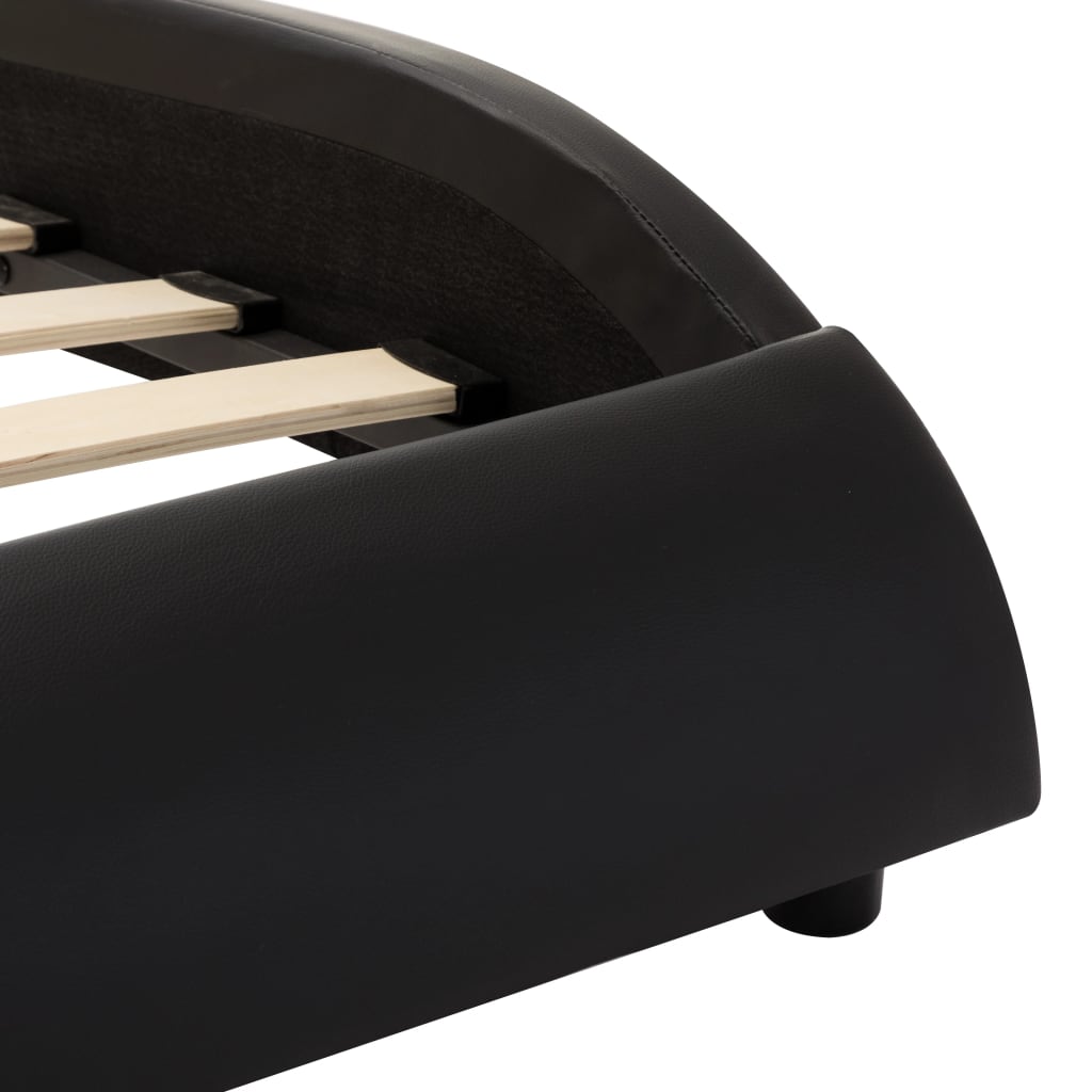 Bed Frame Black and White Faux Leather 106x203 cm King Single