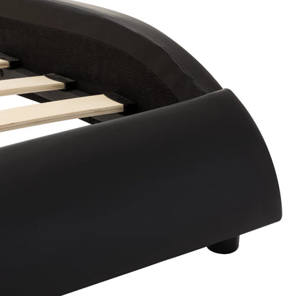 Bed Frame Black and White Faux Leather 106x203 cm King Single