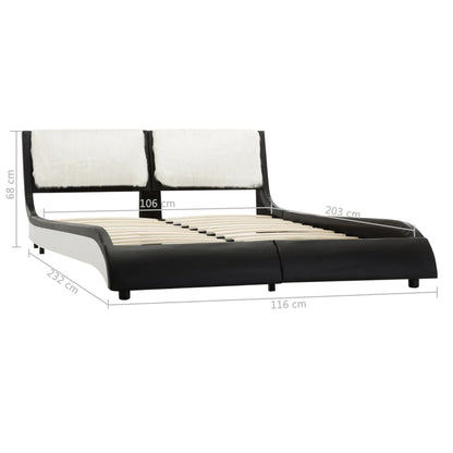 Bed Frame Black and White Faux Leather 106x203 cm King Single