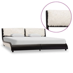 Bed Frame Black and White Faux Leather 183x203 cm King