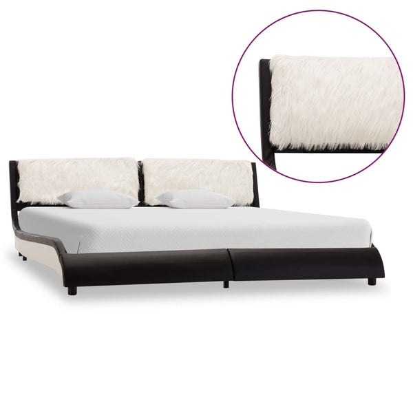  Bed Frame Black and White Leather  King