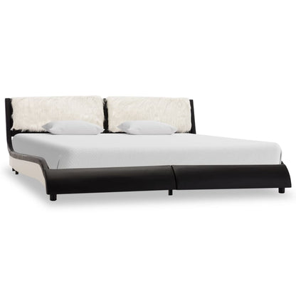 Bed Frame Black and White Faux Leather 183x203 cm King