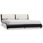 Bed Frame Black and White Leather  King