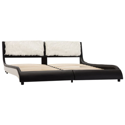 Bed Frame Black and White Faux Leather 183x203 cm King