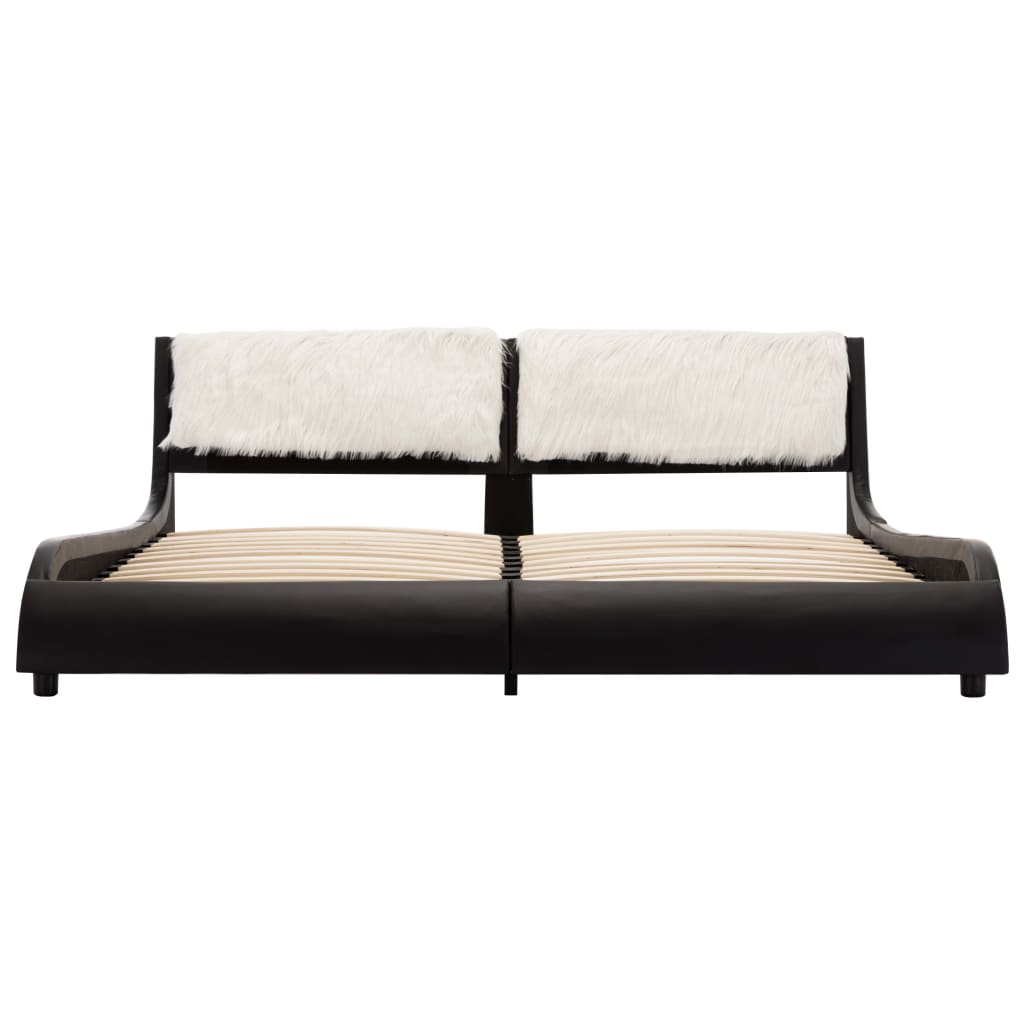 Bed Frame Black and White Faux Leather 183x203 cm King