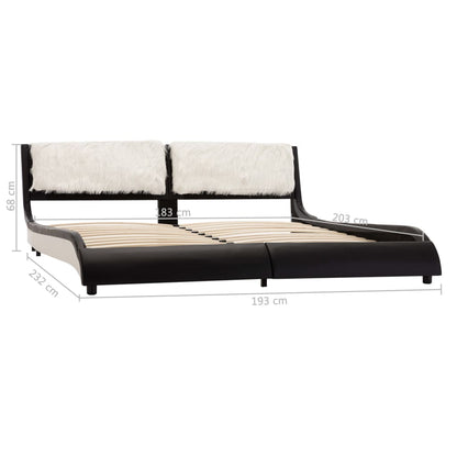 Bed Frame Black and White Faux Leather 183x203 cm King