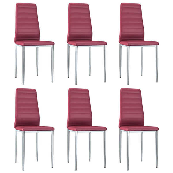  Dining Chairs 6 pcs faux Leather Red