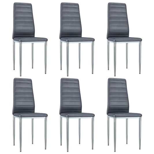 Dining Chairs 6 pcs Grey Faux Suede Leather