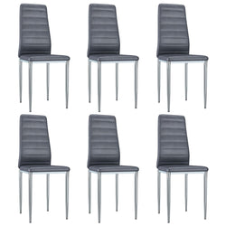 Dining Chairs 6 pcs Grey Faux Suede Leather