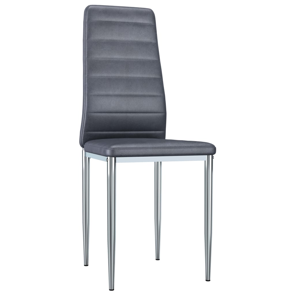 Dining Chairs 6 pcs Grey Faux Suede Leather