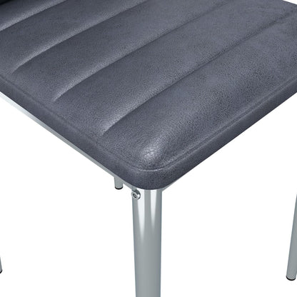Dining Chairs 6 pcs Grey Faux Suede Leather