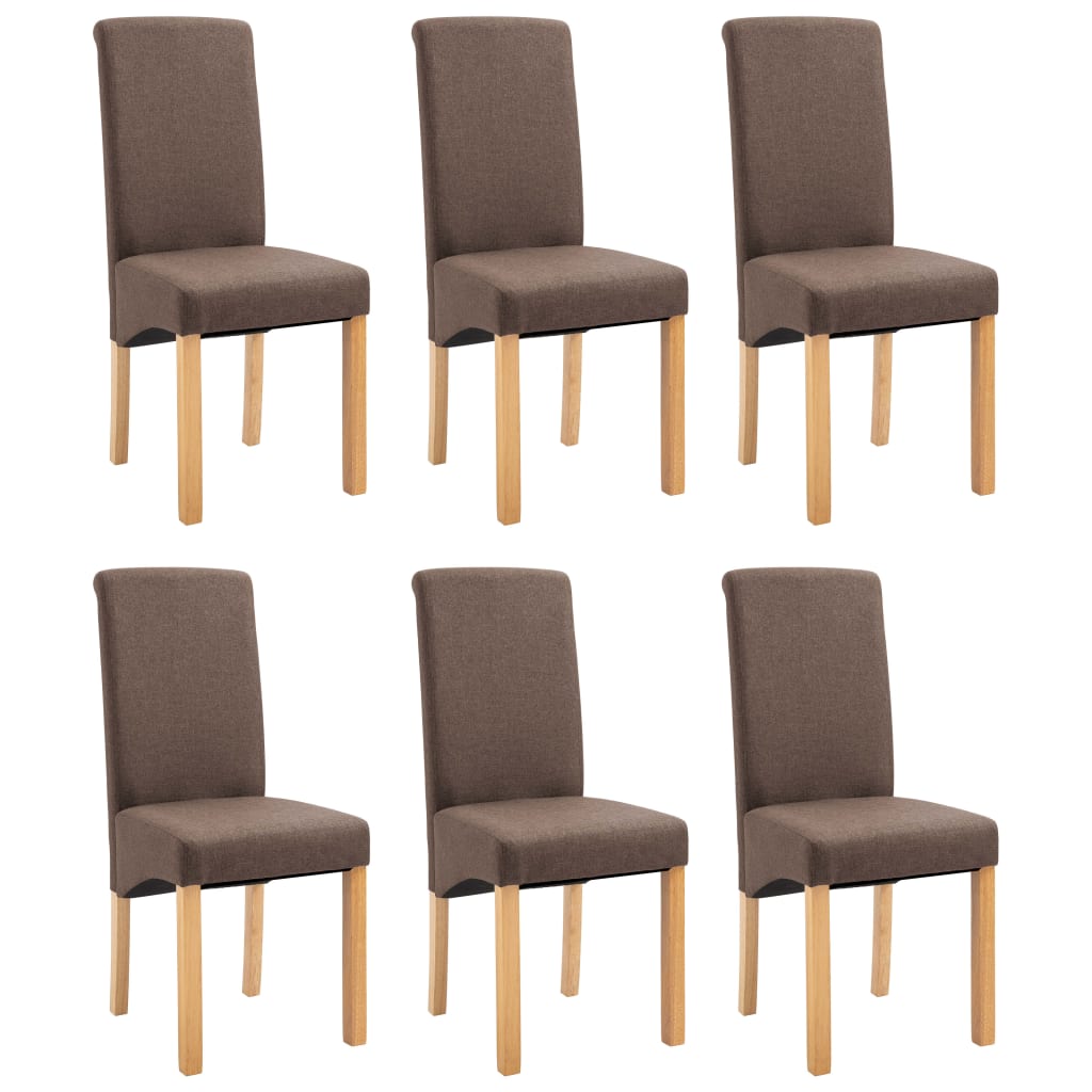 Dining Chairs 6 pcs Brown Fabric