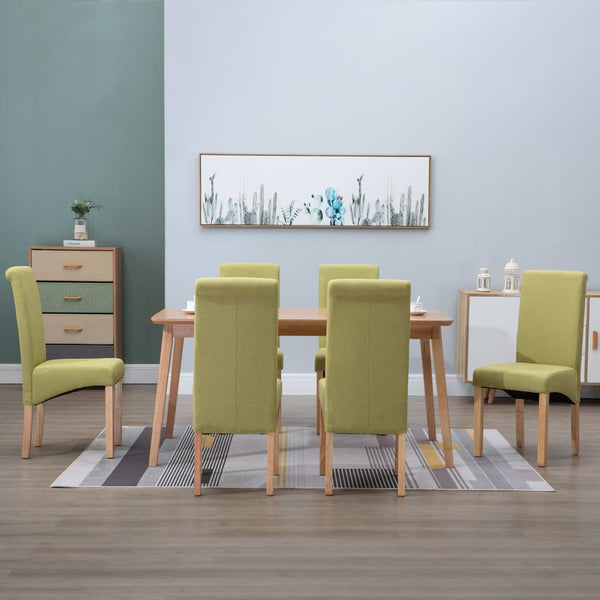  Dining Chairs 6 pcs Green Fabric