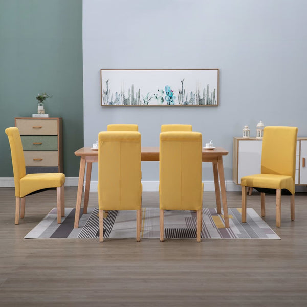  Dining Chairs 6 pcs Yellow Fabric