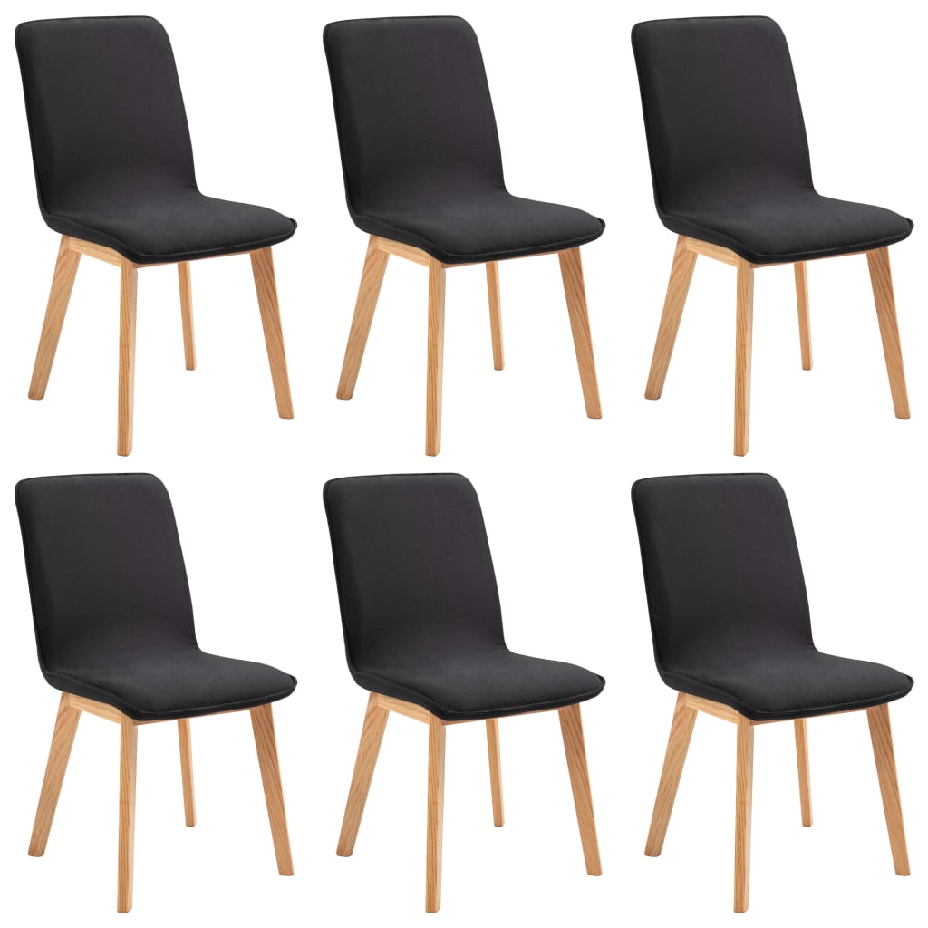 Dining Chairs 6 pcs Black Fabric