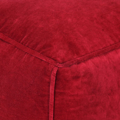 Pouffe Cotton Velvet Ruby Red