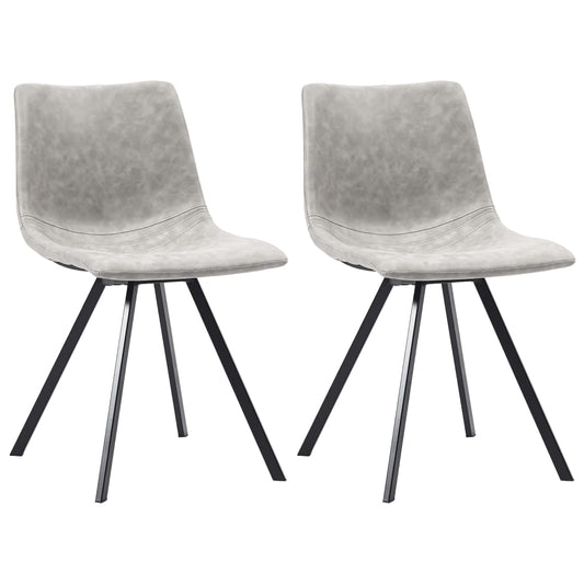 Dining Chairs 2 pcs Light Grey Faux Leather