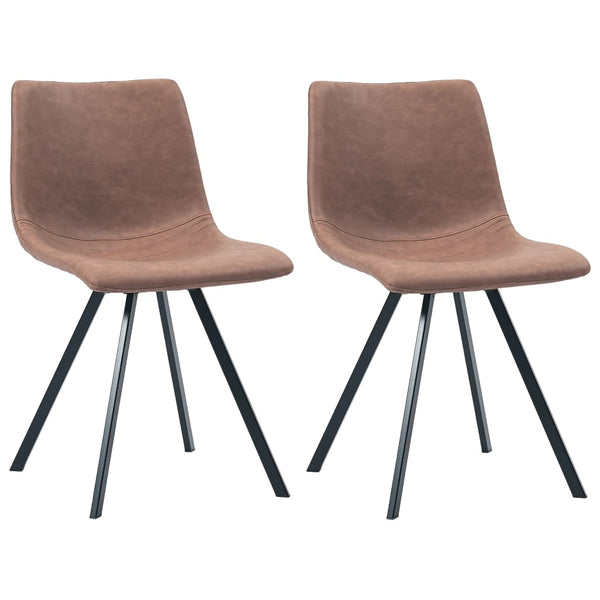  Dining Chairs 2 pcs Medium Brown faux Leather