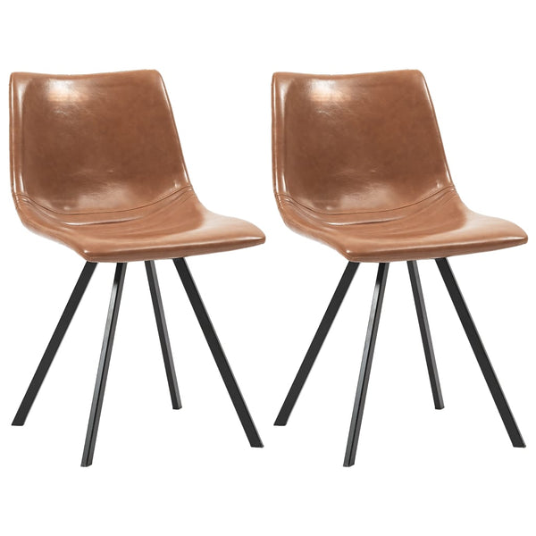  Dining Chairs 2 pcs Cognac faux Leather