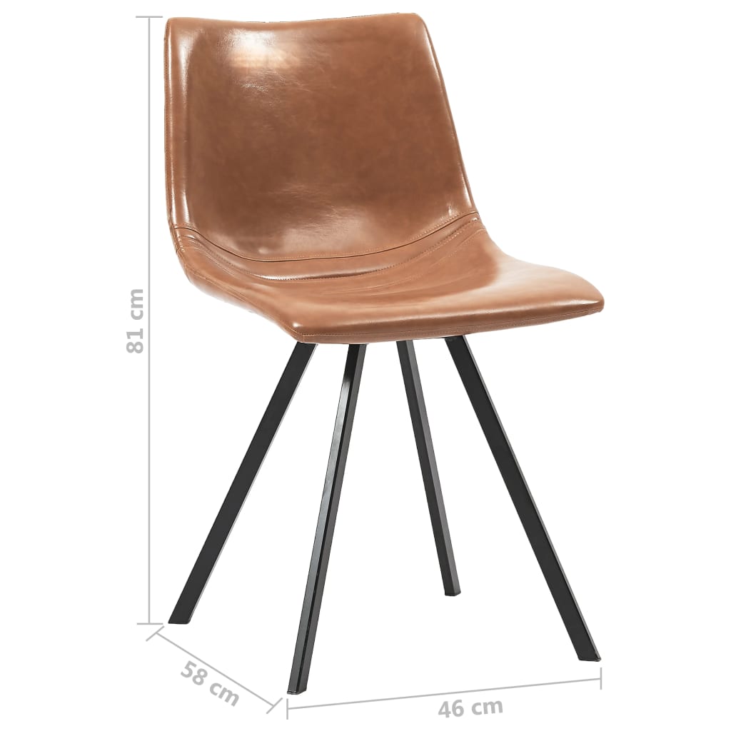 Dining Chairs 2 pcs Cognac Faux Leather