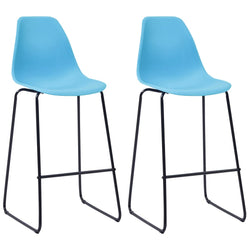 Bar Chairs 2 pcs Blue Plastic
