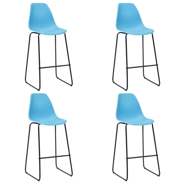  Bar Chairs 4 pcs Blue Plastic