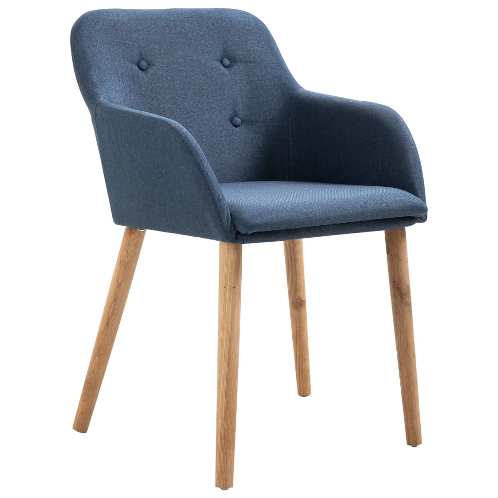 Dining Chairs 6 pcs Blue Fabric and Solid Oak Wood