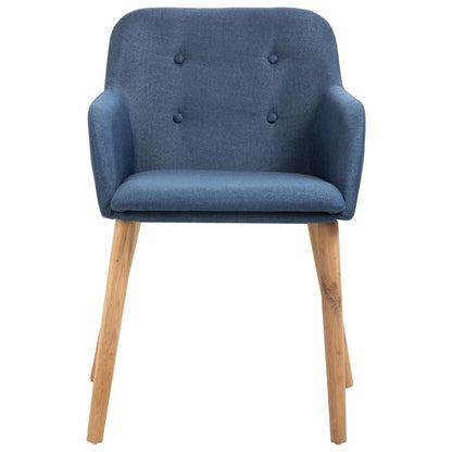 Dining Chairs 6 pcs Blue Fabric and Solid Oak Wood