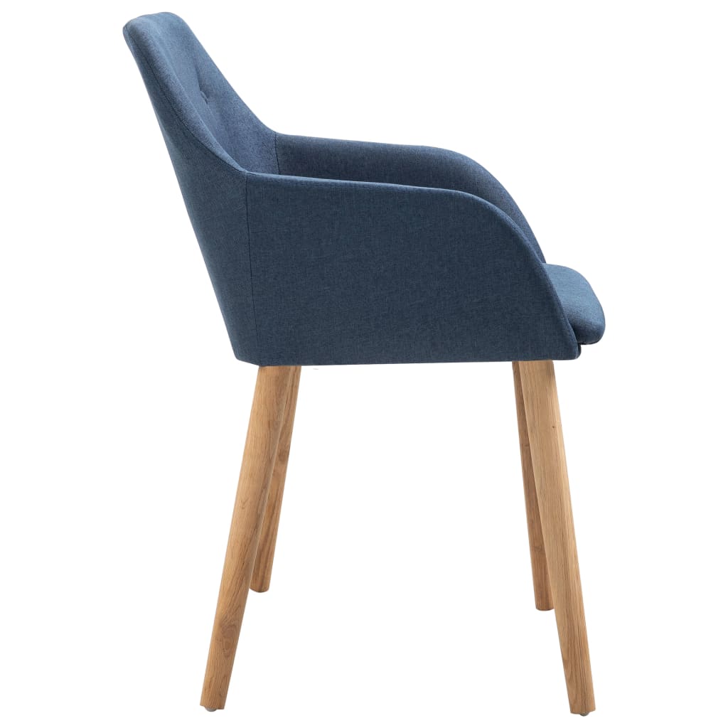 Dining Chairs 6 pcs Blue Fabric and Solid Oak Wood