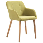 6 pcs Dining Chairs Green Fabric and Solid Oak