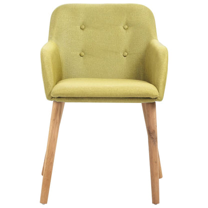 6 pcs Dining Chairs Green Fabric and Solid Oak