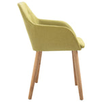 6 pcs Dining Chairs Green Fabric and Solid Oak