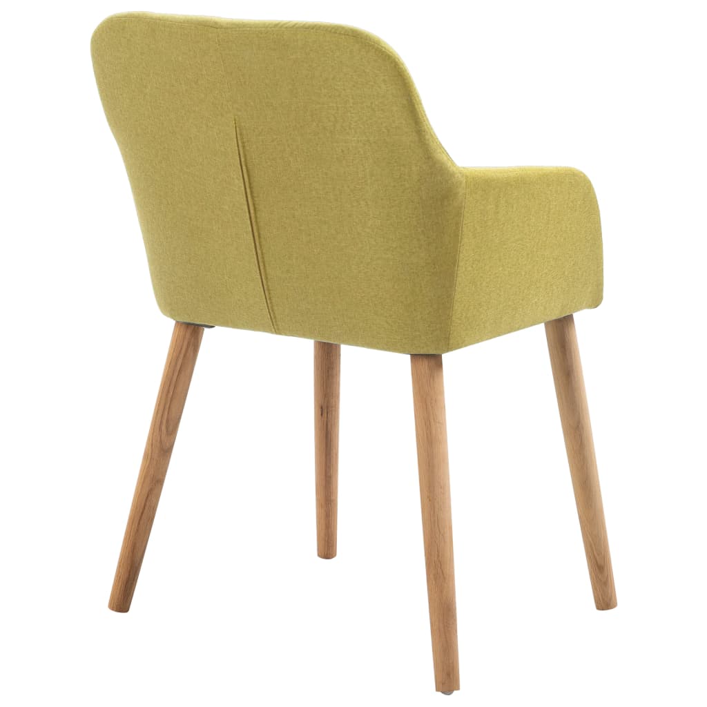 6 pcs Dining Chairs Green Fabric and Solid Oak
