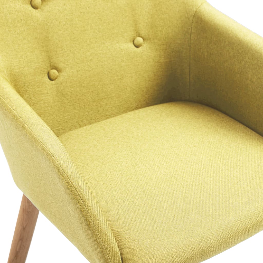 6 pcs Dining Chairs Green Fabric and Solid Oak