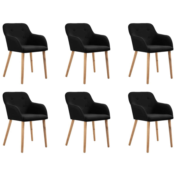  Dining Chairs 6 pcs Black Fabric and Solid Oak