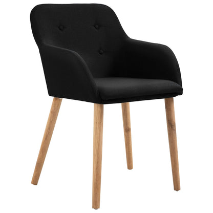 Dining Chairs 6 pcs Black Fabric and Solid Oak