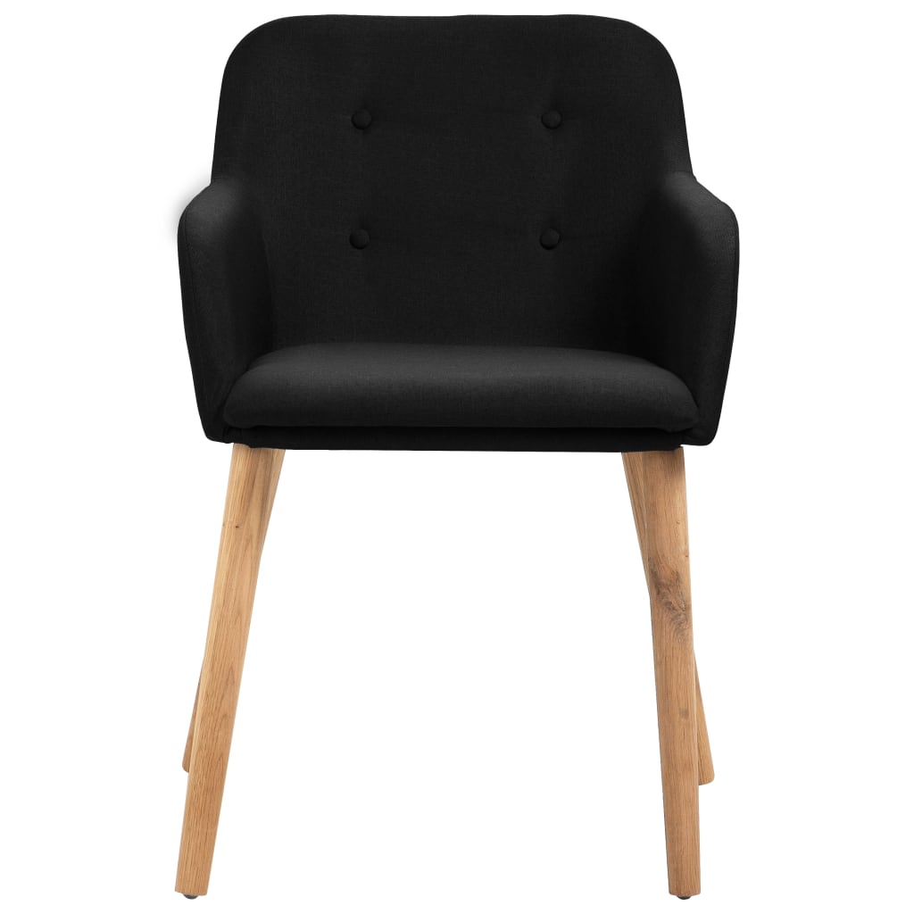 Dining Chairs 6 pcs Black Fabric and Solid Oak