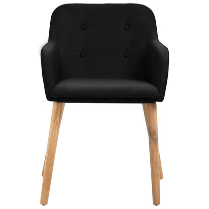 Dining Chairs 6 pcs Black Fabric and Solid Oak