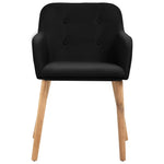 Dining Chairs 6 pcs Black Fabric and Solid Oak