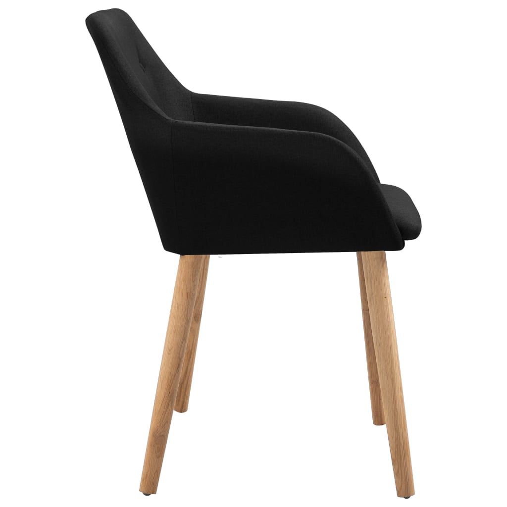 Dining Chairs 6 pcs Black Fabric and Solid Oak