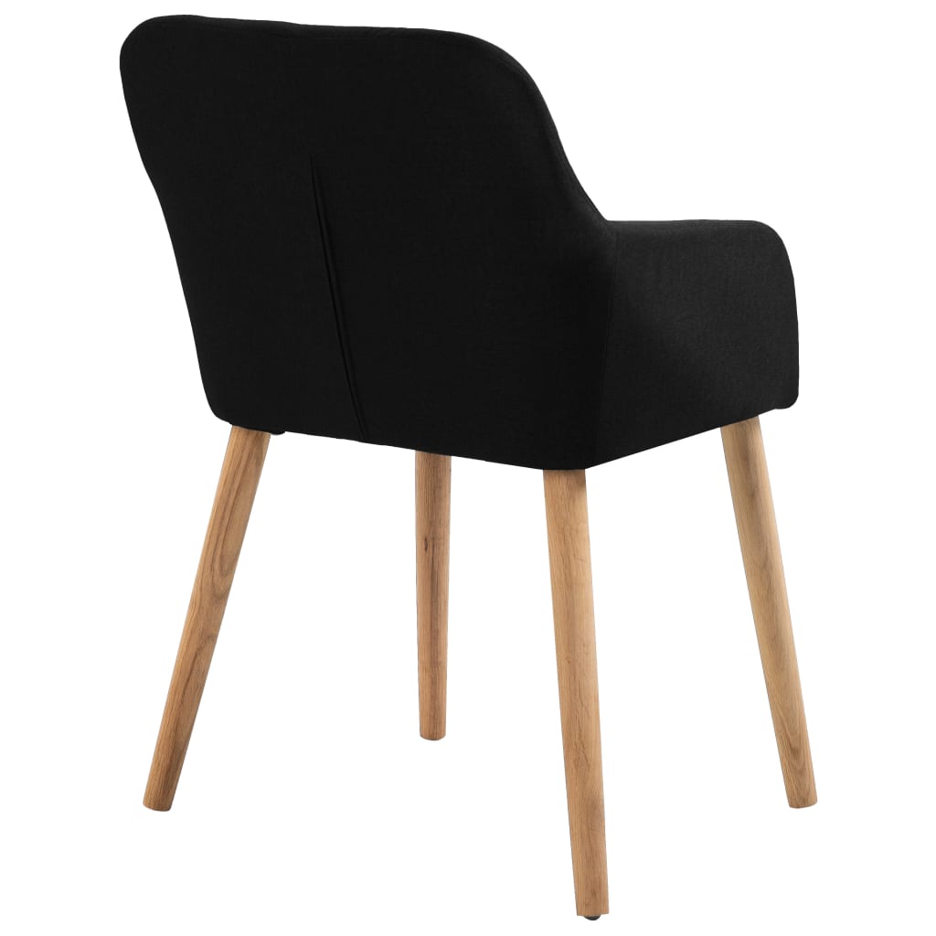 Dining Chairs 6 pcs Black Fabric and Solid Oak