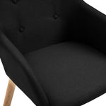 Dining Chairs 6 pcs Black Fabric and Solid Oak
