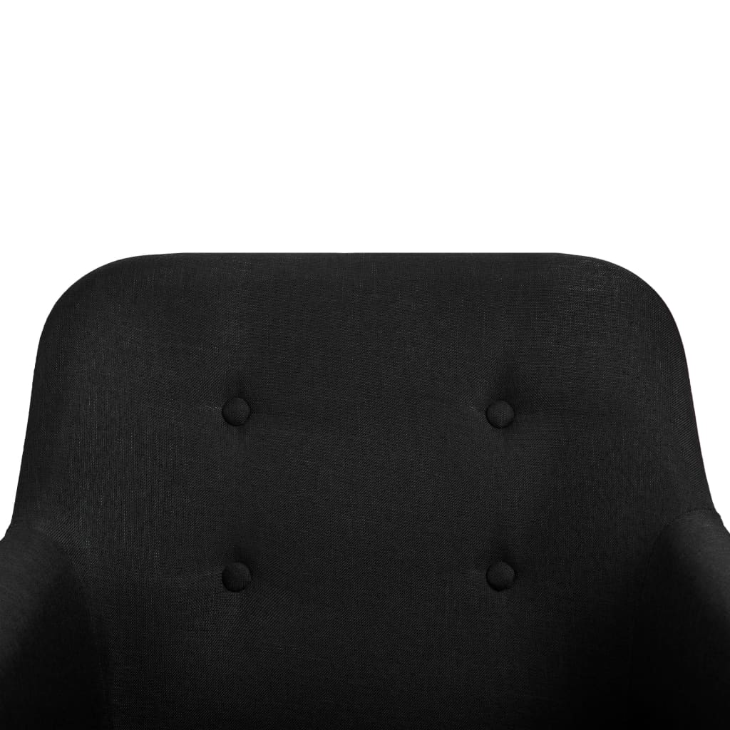 Dining Chairs 6 pcs Black Fabric and Solid Oak