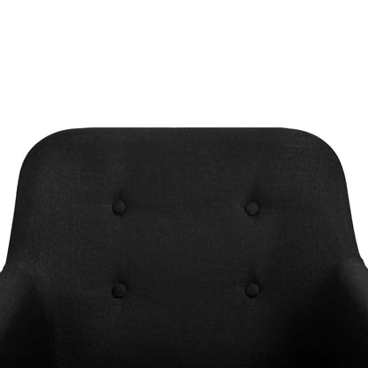 Dining Chairs 6 pcs Black Fabric and Solid Oak