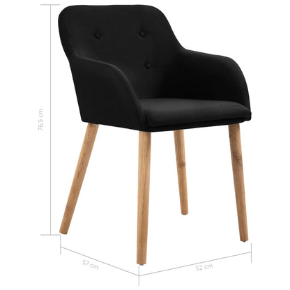 Dining Chairs 6 pcs Black Fabric and Solid Oak