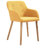 Dining Chairs 6 pcs Yellow Fabric and Solid Oak
