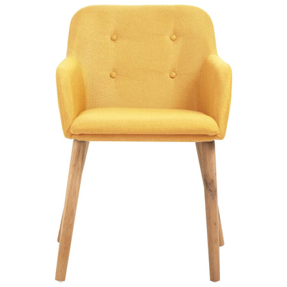 Dining Chairs 6 pcs Yellow Fabric and Solid Oak