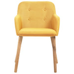 Dining Chairs 6 pcs Yellow Fabric and Solid Oak